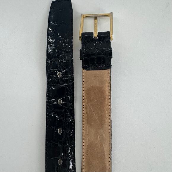 Vtg PARIS Black Womens Belt Genuine Crocodile Medium Measures 29-33” main image 4